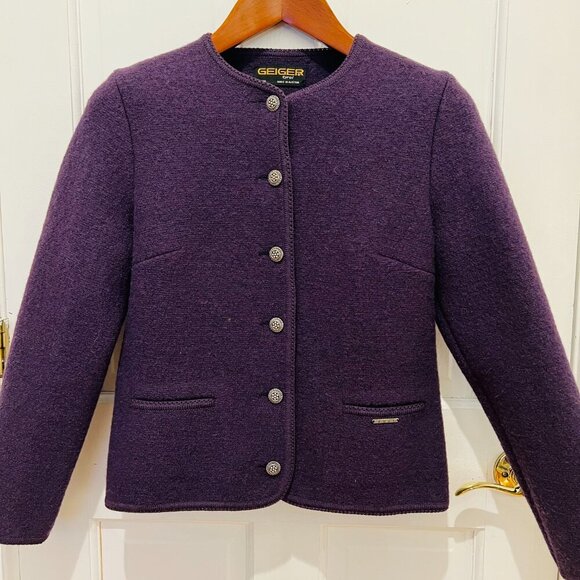 Vintage Geiger Womens Beige Tweed Pure Wool Button-Up Pockets Cardigan Sweater - Picture 8 of 16